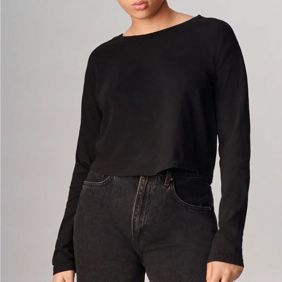 Aritzia Denim Forum Kate Cotton Boxy Cropped Longsleeve - Picture 1 of 7